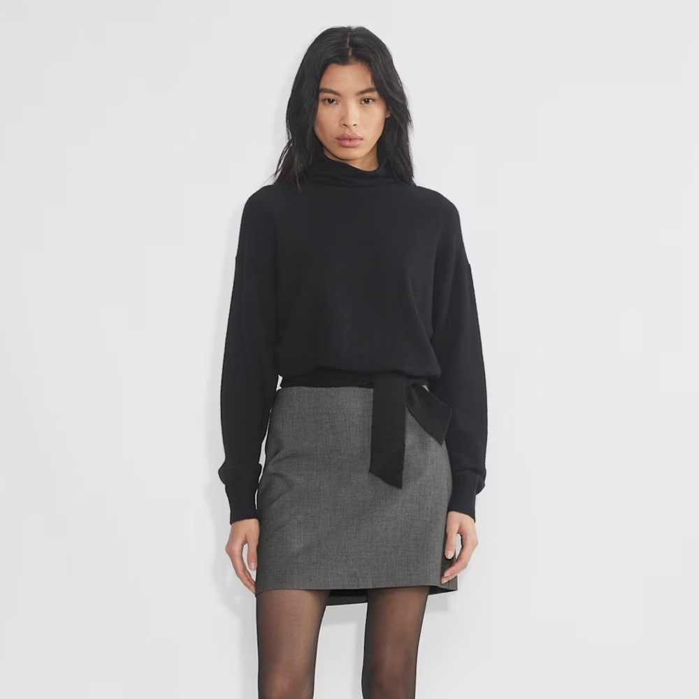 Aritzia Wilfred Lorin Black Wool Knit Alpaca Formal Evening Cozy Sweater Size XS